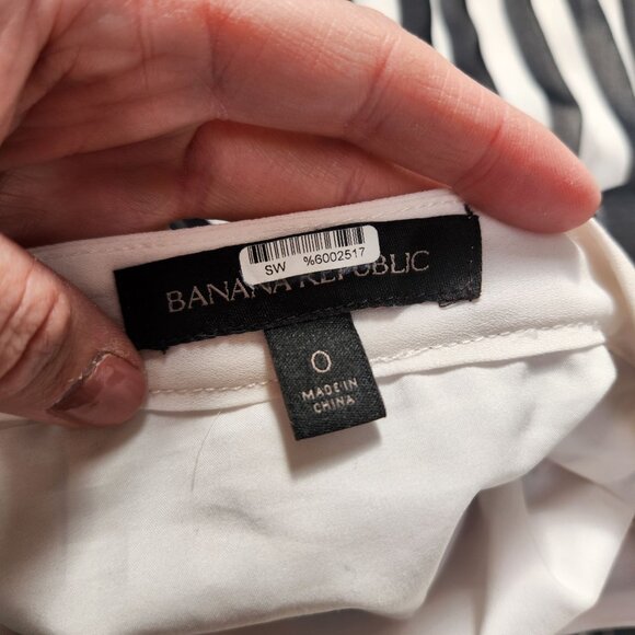 Banana Republic Zigzag Pleated Midi Skirt White Grey Chiffon Flowy Career 0 - Picture 5 of 7